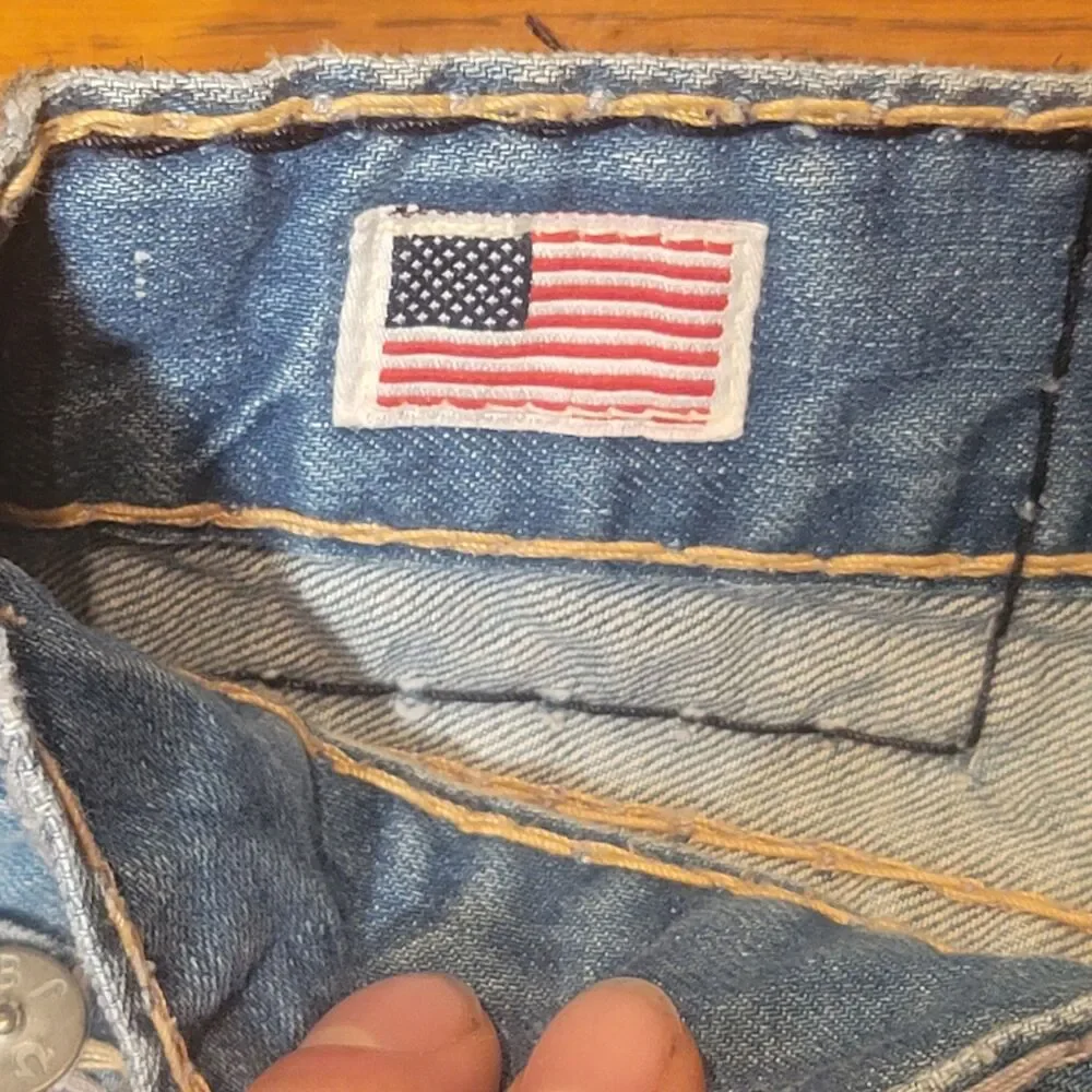 True Religion Geno Super T Mens Straight Jeans Blue 100% Cotton USA Made Size 36